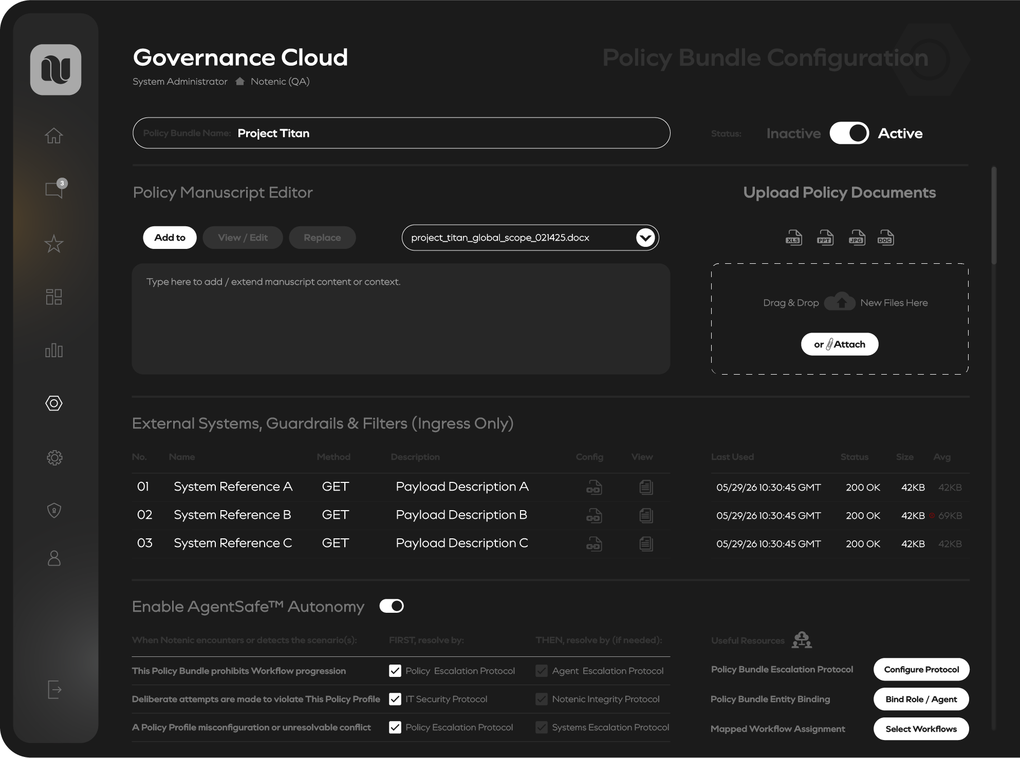 Notenic AI Governance Cloud Console